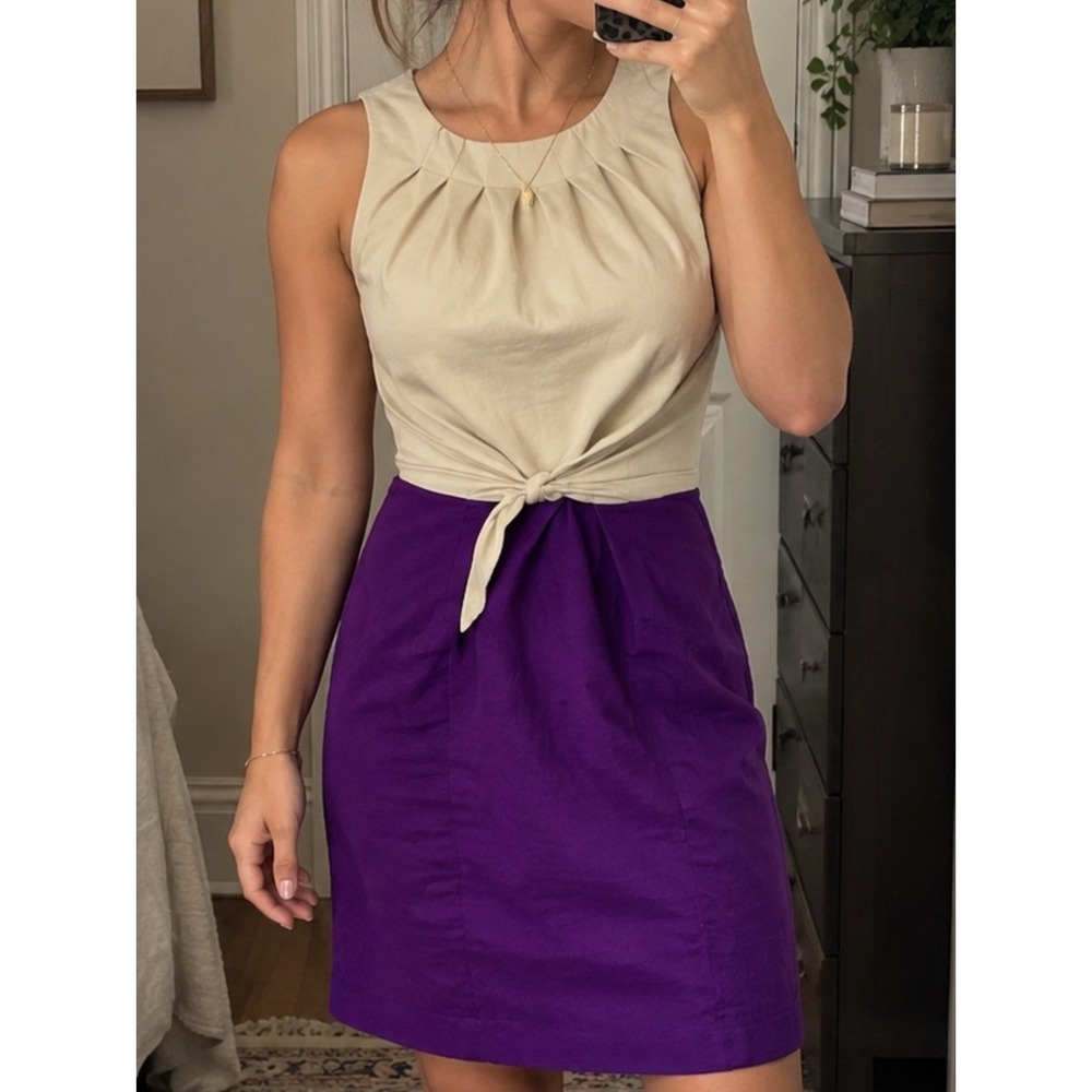 Richard Chai for Target Colorblock Dress Juniors 9 Purple Ivory Tie Waist NWT